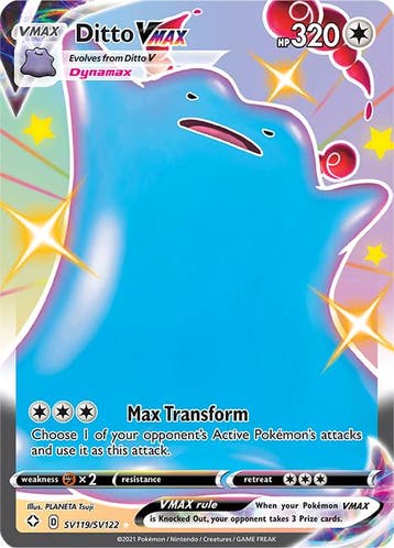 Ditto Vmax sv119/sv122 shining fates, Ophalen of Verzenden, Nieuw, Losse kaart, Foil