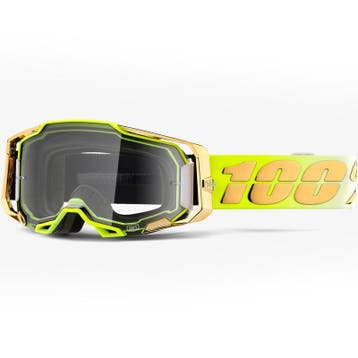 Crossbril 100% Armega - Fluo Geel / Goud, Verzenden, Nieuw met kaartje, Motorcrosskleding, 100%