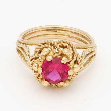 Ring - 18 karaat Geel goud Robijn, Nieuw