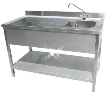 Rvs cheftafel met bodemschap 1300x700x900 mm (spoelbak recht, Verzenden, Nieuw in verpakking