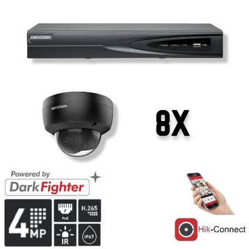 Hikvision Set 8x Dome 4MP + Recorder & Bekabeling, Ophalen of Verzenden, Nieuw