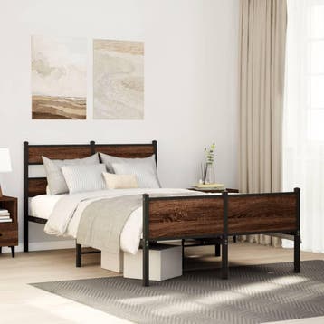 vidaXL Bedframe zonder matras bewerkt hout bruin eikenkleur, Bruin, Verzenden, Nieuw, 190 cm of minder