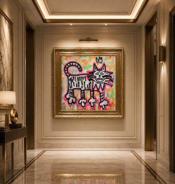 Timo Wedell - Spray-Painted Cat Dynasty - XL- Basquiat Style