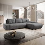 Sofa Iseo - Rechts - Met slaapfunctie - Donkergrijs, Verzenden, Nieuw