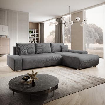 Sofa Iseo - Rechts - Met slaapfunctie - Donkergrijs, Huis en Inrichting, Verzenden, Nieuw