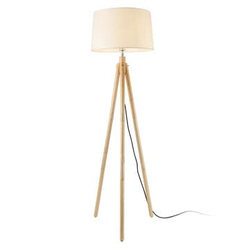 Staande lamp Tomar vloerlamp 153 cm E27 houtkleurig en wit, Huis en Inrichting, Lampen | Vloerlampen, Verzenden, Nieuw