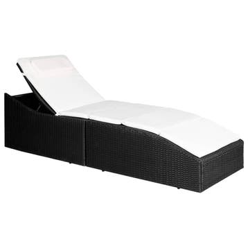 vidaXL Ligbed met kussen poly rattan zwart, Verzenden, Nieuw