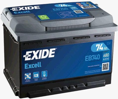 Exide EB740 Accu 74AH Batterij 680A 12V 278 x 175 x 190 V..., Auto-onderdelen, Accu's en Toebehoren, Nieuw, Ophalen of Verzenden