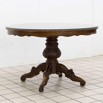 Klassieke Ronde Eettafel met Glazen Blad, Huis en Inrichting, Tafels | Eettafels, Ophalen of Verzenden, Nieuw