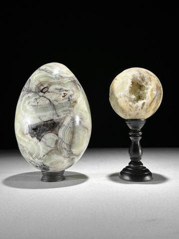 GEEN RESERVEPRIJS - Prachtig paar onyx & kwarts- Ei-vormig