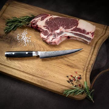 Yaxell Ran Steakmessen Set - 6 Messen met Houder - Japans..., Ophalen of Verzenden, Nieuw, Overige materialen, Bestekset
