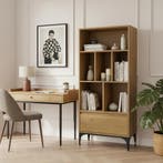 Boekenkast Kistiandi 137x60x35 cm donker eiken [en.casa], Huis en Inrichting, Kasten | Boekenkasten, Verzenden, Nieuw