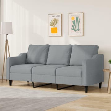 vidaXL Driezitsbank 180 cm stof lichtgrijs, Verzenden, Nieuw, Driepersoons, Stof