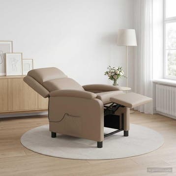 vidaXL Massage Recliner Cappuccino Kunstleer, Verzenden, Nieuw