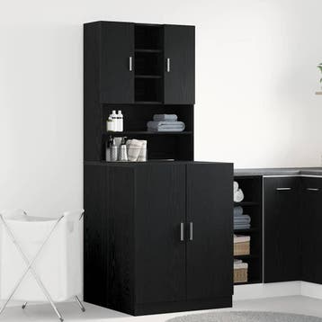 vidaXL Wasmachinekast 2 st Zwart eiken 70,5 x 71,5 x 181,5, Witgoed en Apparatuur, Verzenden, Nieuw