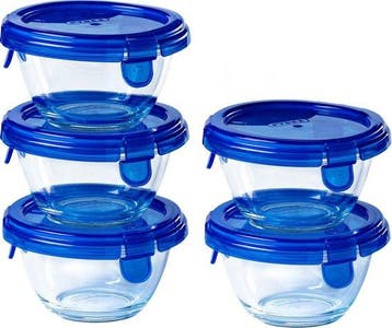 Pyrex Cook & Go Schaal Rond met Deksel 200 ml Set van 5, Nieuw