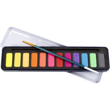 Aquarelset, pastelkleuren, 12 kleur/ 1 doos, Hobby en Vrije tijd, Schilderen, Nieuw