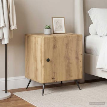 vidaXL Nachtkastje 2 st Artisanaal eiken 43 x 34,5 x 50 cm, Minder dan 45 cm, Verzenden, Nieuw, Minder dan 55 cm