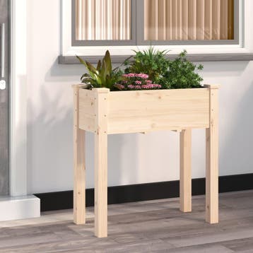 vidaXL Plantenbak met voering 71x37x76 cm massief vurenhout, Verzenden, Nieuw, 60 tot 100 cm, 60 cm of meer
