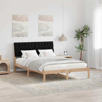 vidaXL Bedframe met Gevoerd Hoofdgedeelte Bruin 160 x 200 cm, Verzenden, Nieuw, Bruin, Hout