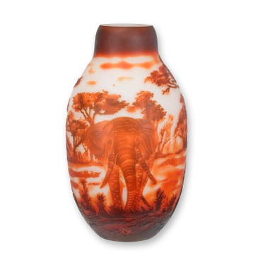 A CAMEO GLASS BALUSTER VASE AFRICAN ELEPHANT (Interieur), Verzenden, Nieuw