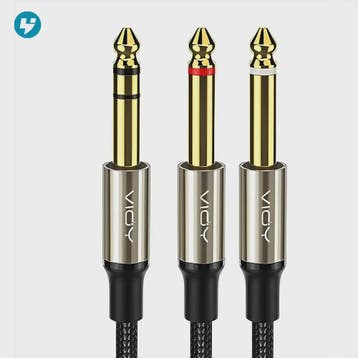 6.35mm TRS naar Dual 6.35mm TS Mono Y-Splitter Audio Kabel -, Verzenden, Nieuw