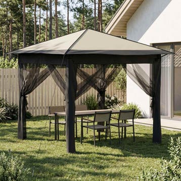 vidaXL Gazebo met 4 Zijwanden 2,6 x 2,6 m Crème en Antraciet, Verzenden, Nieuw