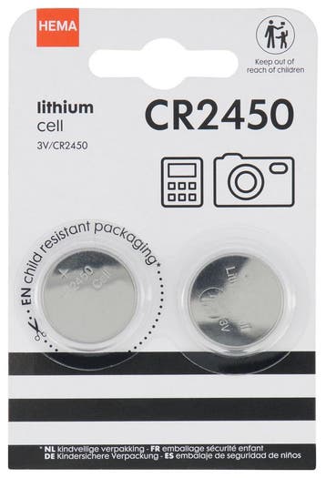 HEMA CR2450 lithium batterijen - 2 stuks, Verzenden, Nieuw