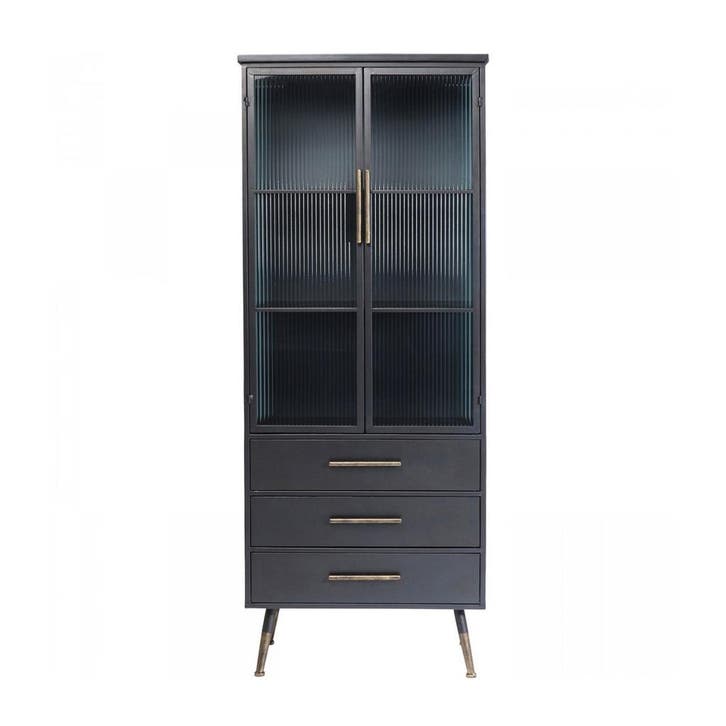 *WOONWINKEL* Kare Design Gomera Hoge Wandkast Met Ribbelglas, Huis en Inrichting, Kasten | Wandmeubels, Nieuw, Verzenden