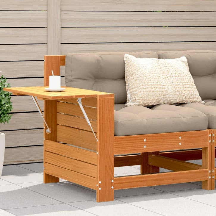 vidaXL Tuinbank met armleuning en klaptafel grenenhout, Tuin en Terras, Tuinsets en Loungesets, Nieuw, Verzenden