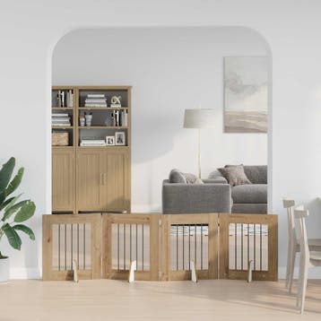 vidaXL Opvouwbaar hondenhek met standaards 4 pcs Artisanaal, Dieren en Toebehoren, Verzenden, Nieuw