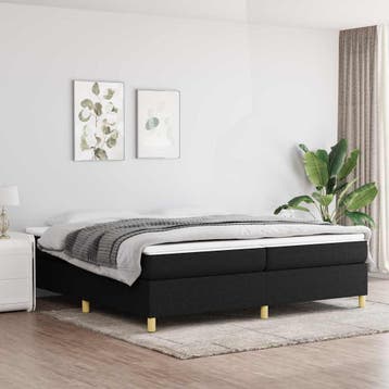 vidaXL Boxspring bed stof zwart 200x200 cm, Huis en Inrichting, Verzenden, Zwart, Overige maten, 200 cm