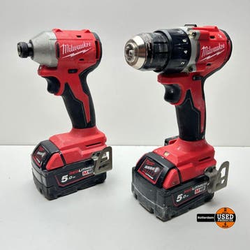 Milwaukee M18 Boor- /schroefmachine & Slagschroevendraaier, Verzenden, Gebruikt