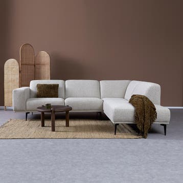 *WOONWINKEL* Moderne Hoekbank Beige Ottomane Rechts, Verzenden, Nieuw
