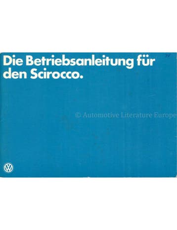 1978 VOLKSWAGEN SCIROCCO INSTRUCTIEBOEKJE DUITS