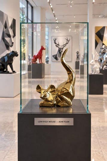 MdA - sculptuur, *** MUIS***-Low poly-Origami style - 24 cm