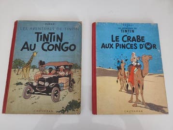 Tintin T2 + T9 - Tintin au Congo et Le crabe aux pinces dor, Boeken, Nieuw