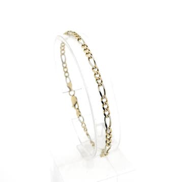 Bicolor gouden Figaro schakelarmband, Ophalen of Verzenden, Gebruikt, Overige kleuren, Goud