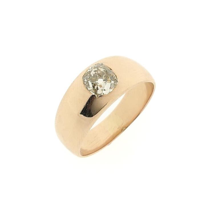Rosé gouden solitair ring met diamant, Sieraden, Tassen en Uiterlijk, Ringen, Dame, Met edelsteen, Goud, 19 tot 20, Gebruikt, Goud