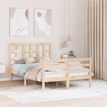 vidaXL Bedframe met hoofdbord massief hout, Bruin, Verzenden, Hout, Nieuw