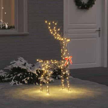 vidaXL 3D Rendier 140 LEDs Warmwit 70 x 41 x 128 cm Rattan, Diversen, Kerst, Verzenden, Nieuw
