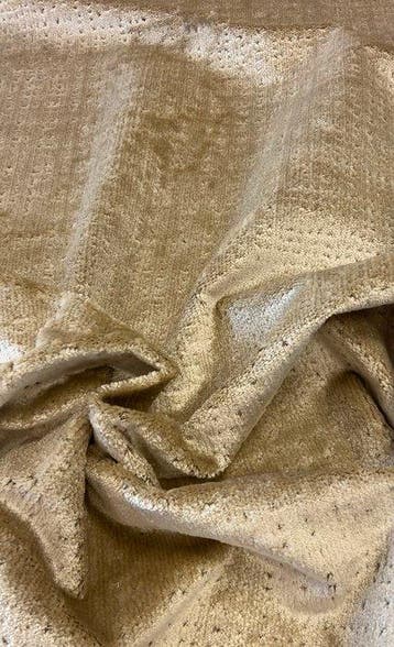 Prachtig jacquardfluweel in zand-beige champagnekleur met