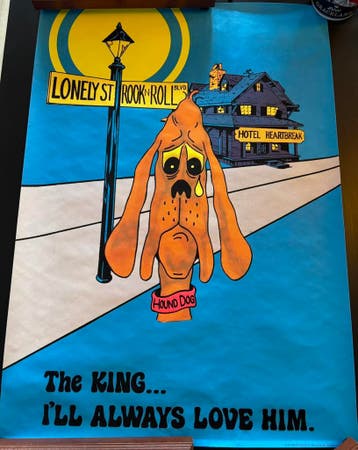 Elvis Hound Dog - vintage Poster 1977, Ophalen of Verzenden, Nieuw, Poster, Artwork of Schilderij