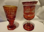 Mok - Glas - 2 pokalen Biedermeier, Antiek en Kunst, Antiek | Glas en Kristal