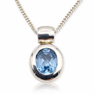 Zonder minimumprijs - Halsketting Zilver - Topaz, Sieraden, Tassen en Uiterlijk, Kettingen, Nieuw