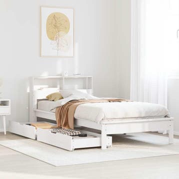 vidaXL Bed met boekenkast zonder matras grenenhout wit, Eenpersoons, Verzenden, Wit, Nieuw
