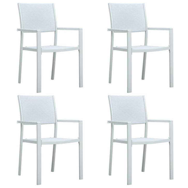 vidaXL Tuinstoel 4 st rattan-look kunststof wit, Tuin en Terras, Tuinstoelen, Nieuw, Kunststof, Verzenden