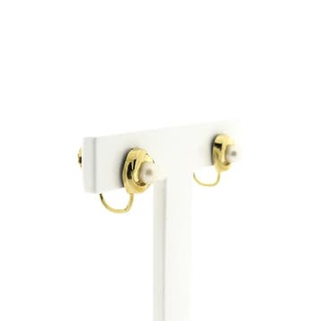 Gouden oorclips met cultivé parel (Oorbellen), Gebruikt, Ophalen of Verzenden, Met edelsteen, Goud