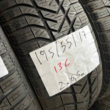 2 x Pirelli Snowcontrol 195-55-17 Winterbanden 6,5mm, Gebruikt, 17 inch, Band(en), Personenwagen