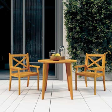 vidaXL 3-delige Tuinset massief acaciahout, Tuin en Terras, 2 zitplaatsen, Nieuw, Tuinset, Verzenden